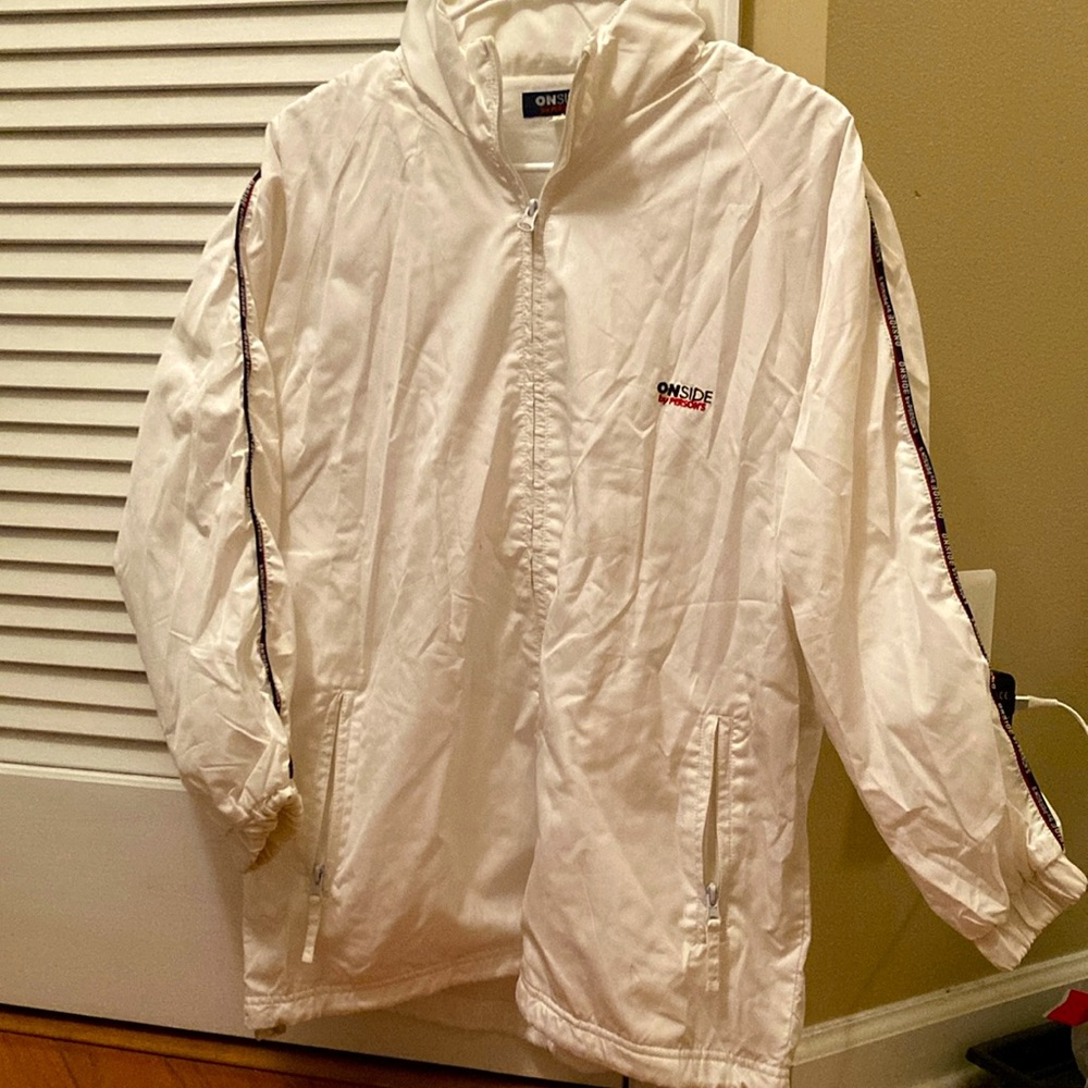 NWOT Japanese local windbreaker with hidden hoodie and two front zip pockets